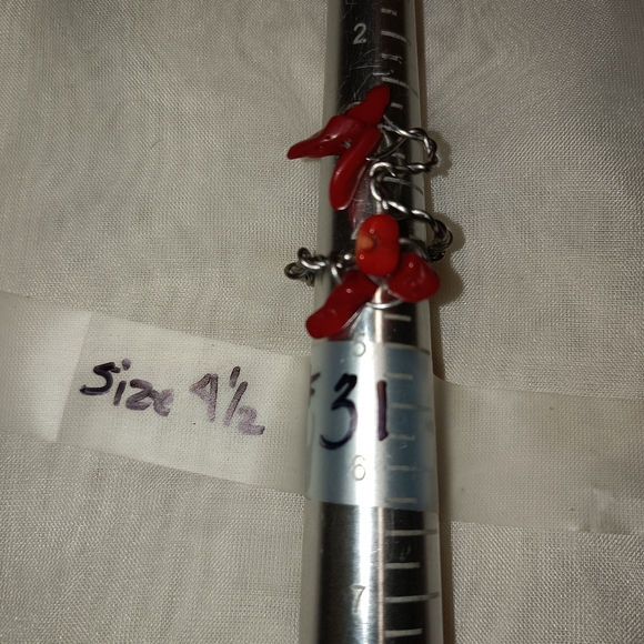 Beaded Carnelian Crystal bracelet/wire ring set - Picture 2 of 2